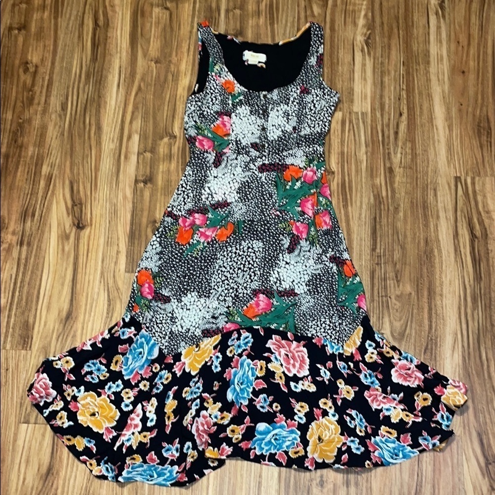 Maeve women’s 2 dress midi maxi black white tank floral mix pattern  Flowy NWOT